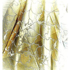 Floral Designer Fabric Drape Curtain One Panel Ivory Cotton Silk Unfinished  NWT